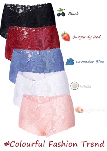 Take Talk Sexy Lace Underwear Panties Lingerie Gift for Women Wife 5 Pack Soft Cheeky Boy shorts Plus Size Underwear Women