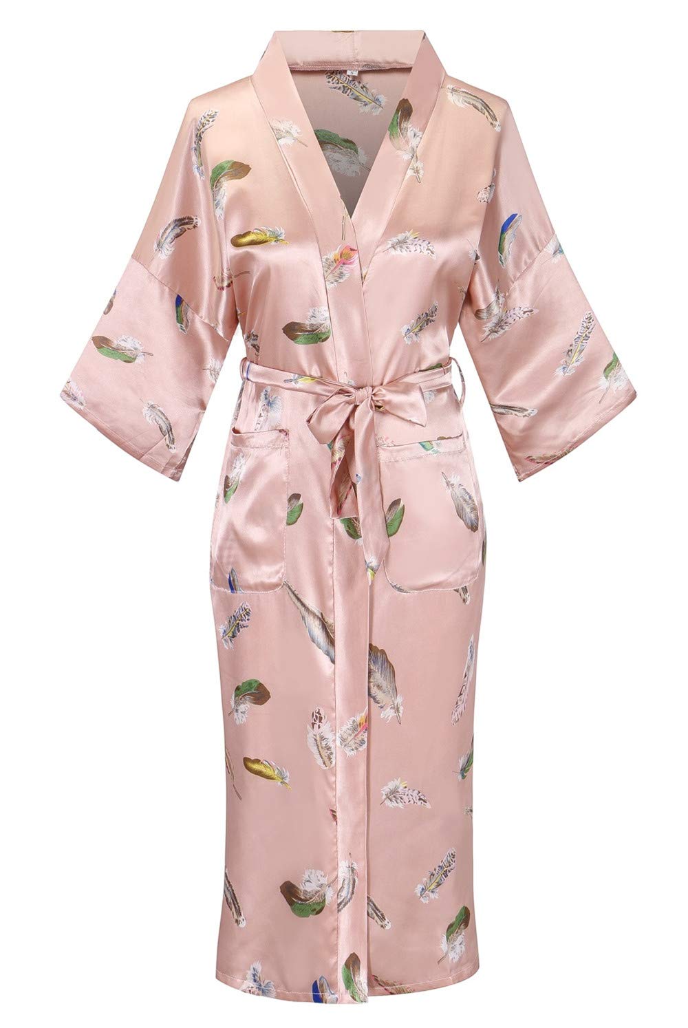 Kimono de Satén Floral Largo - Bata Elegante para Descanso