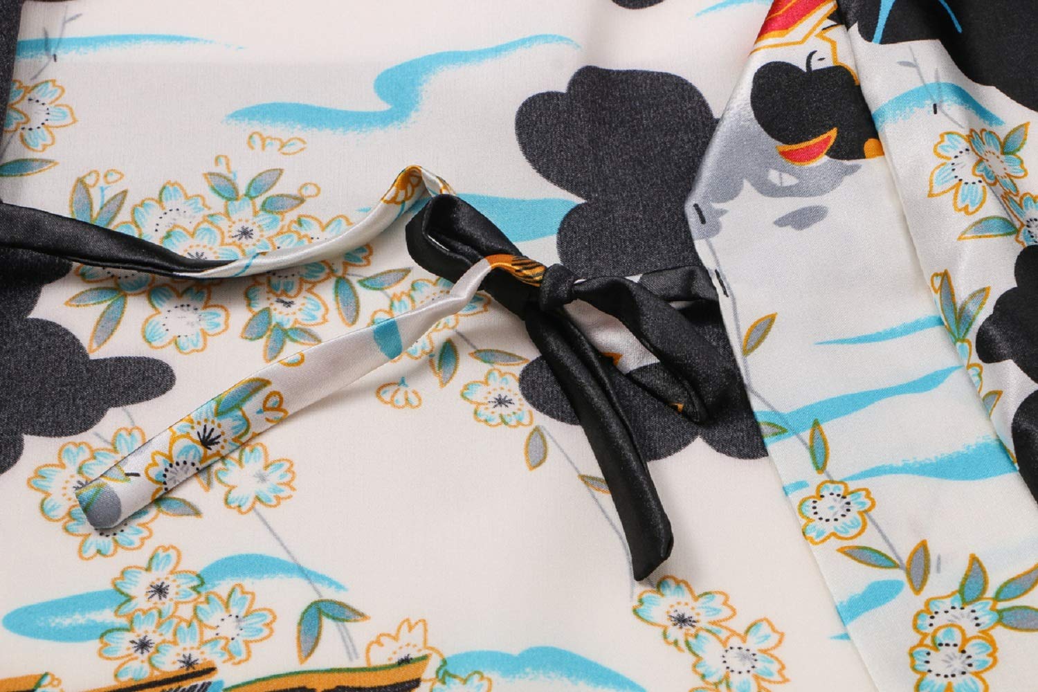 Kimono de Satén Floral Largo - Bata Elegante para Descanso