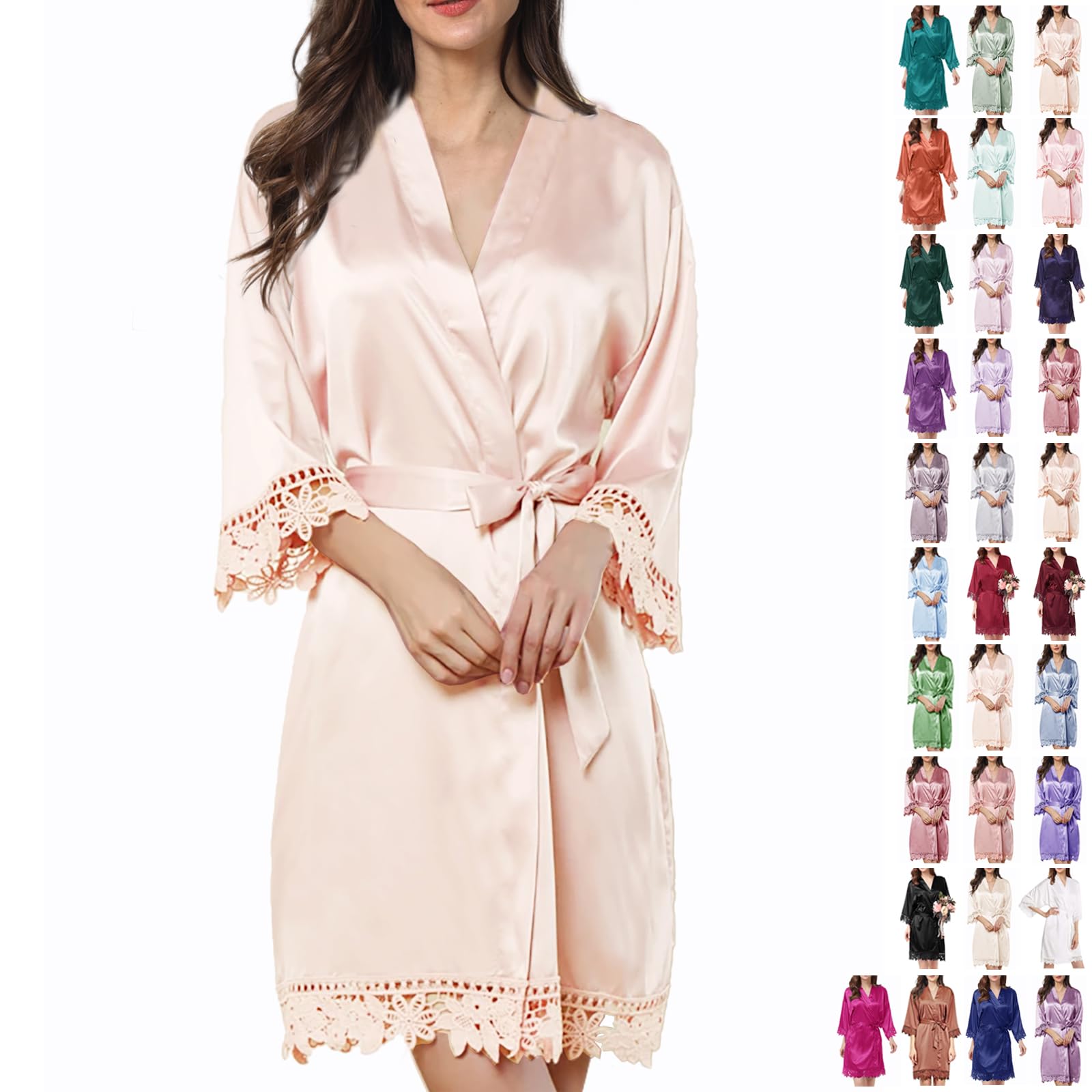 Bata de Seda con Encaje para Novia - Kimono Elegante