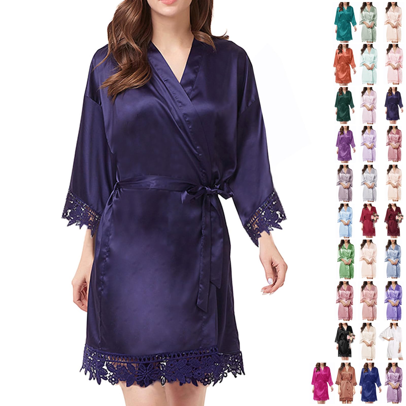 Bata de Seda con Encaje para Novia - Kimono Elegante