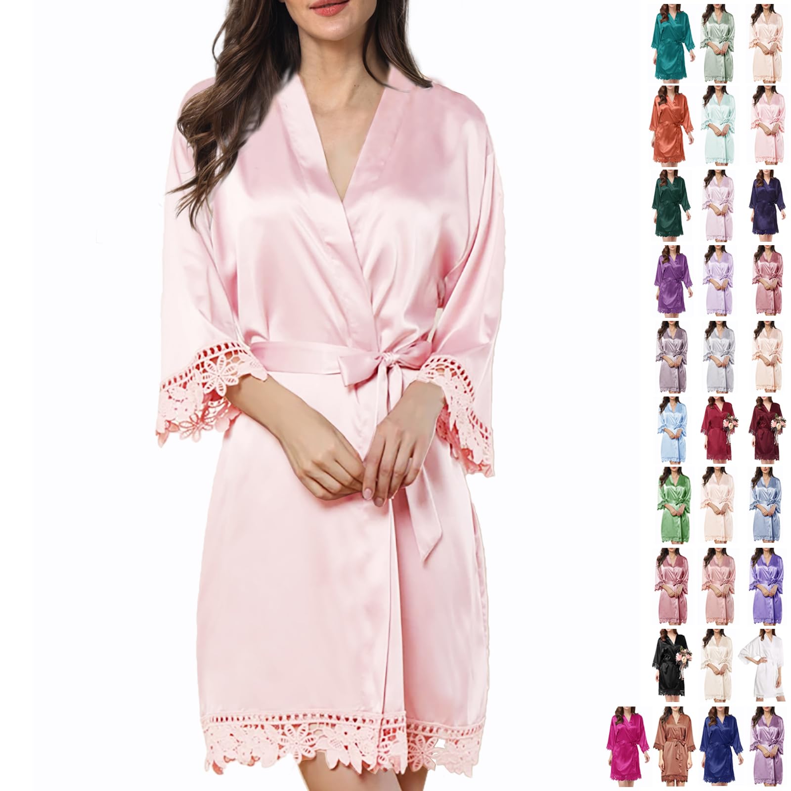 Bata de Seda con Encaje para Novia - Kimono Elegante