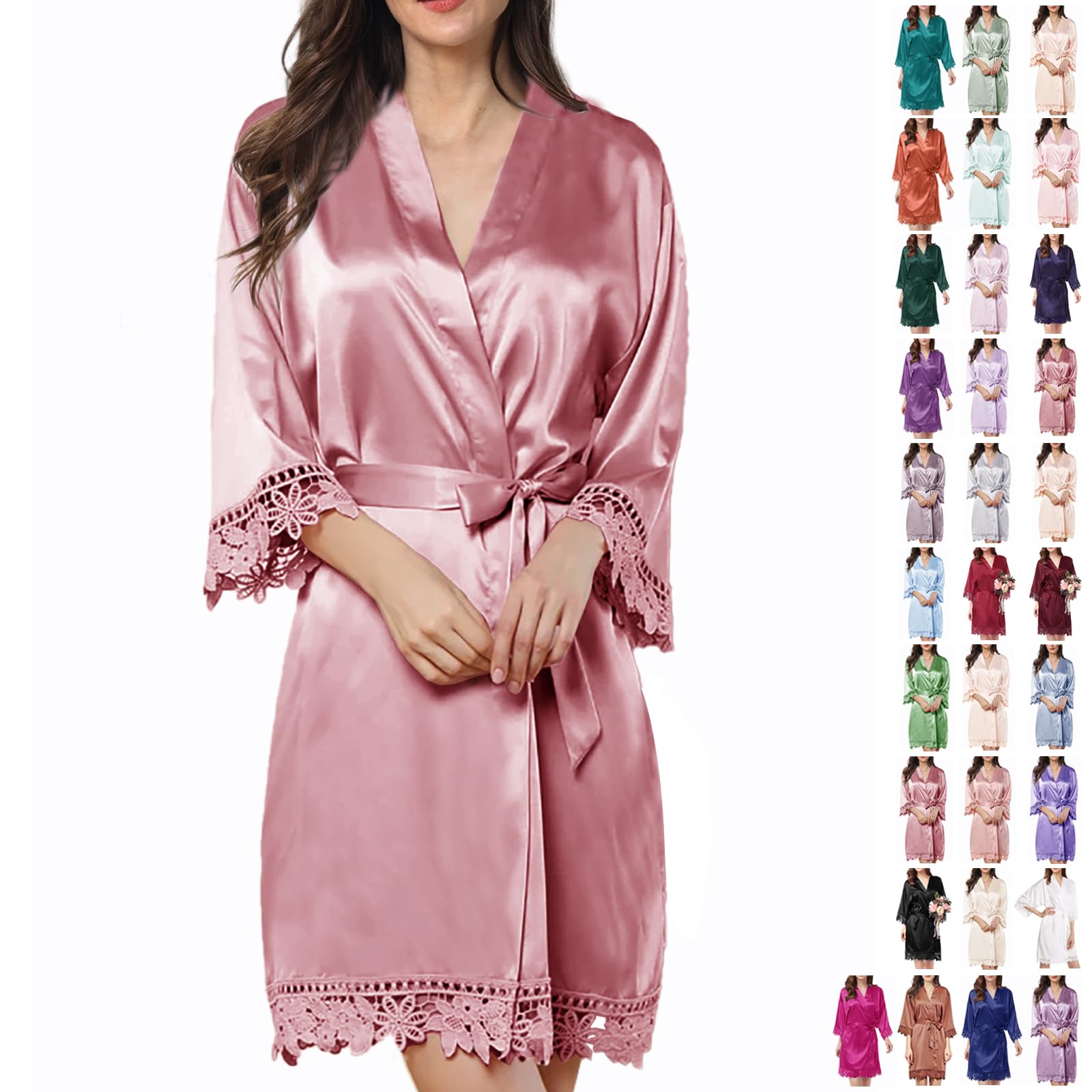 Bata de Seda con Encaje para Novia - Kimono Elegante