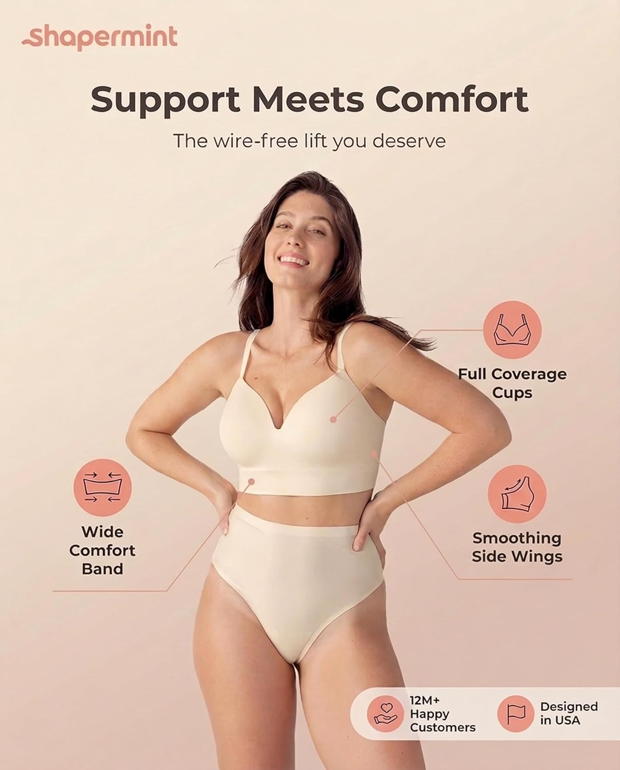 SHAPERMINT Bras for Women - Lingerie Bra, Bralettes for Women with Support, No Underwire Plus Size Bras for Women
