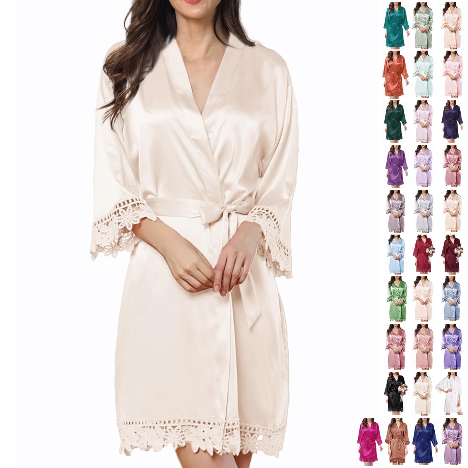 Bata de Seda con Encaje para Novia - Kimono Elegante