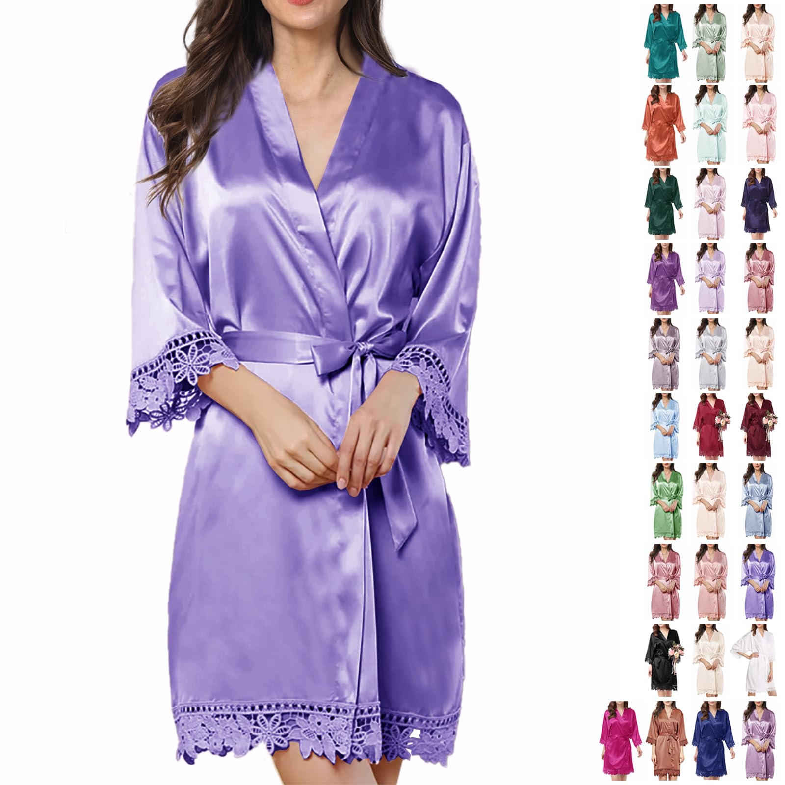 Bata de Seda con Encaje para Novia - Kimono Elegante