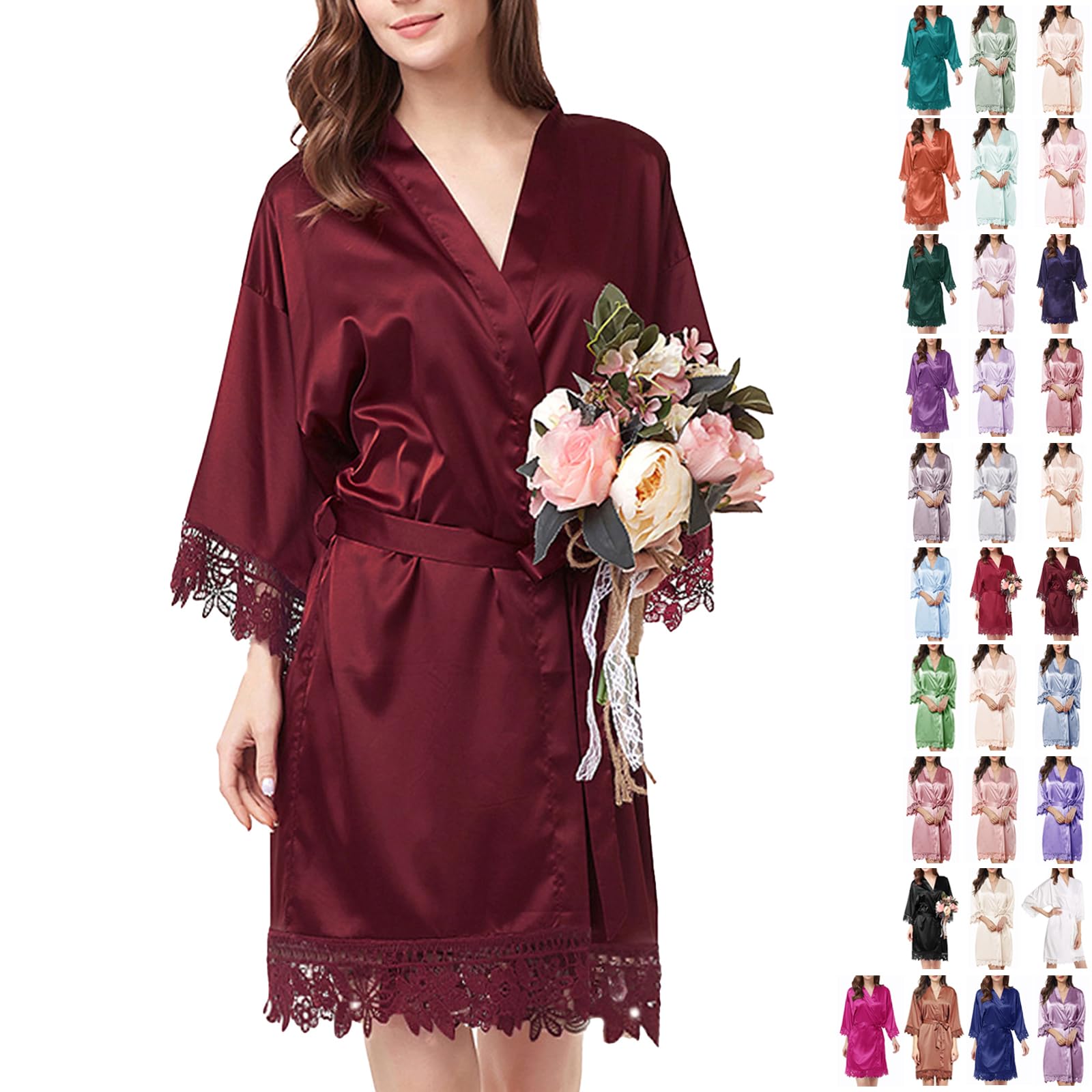 Bata de Seda con Encaje para Novia - Kimono Elegante