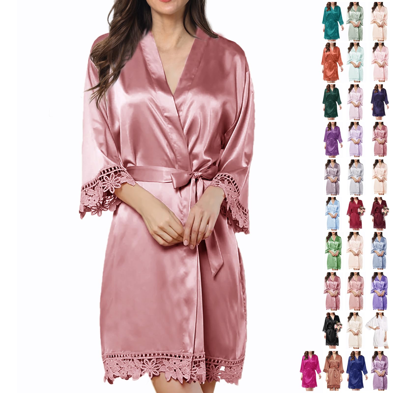 Bata de Seda con Encaje para Novia - Kimono Elegante