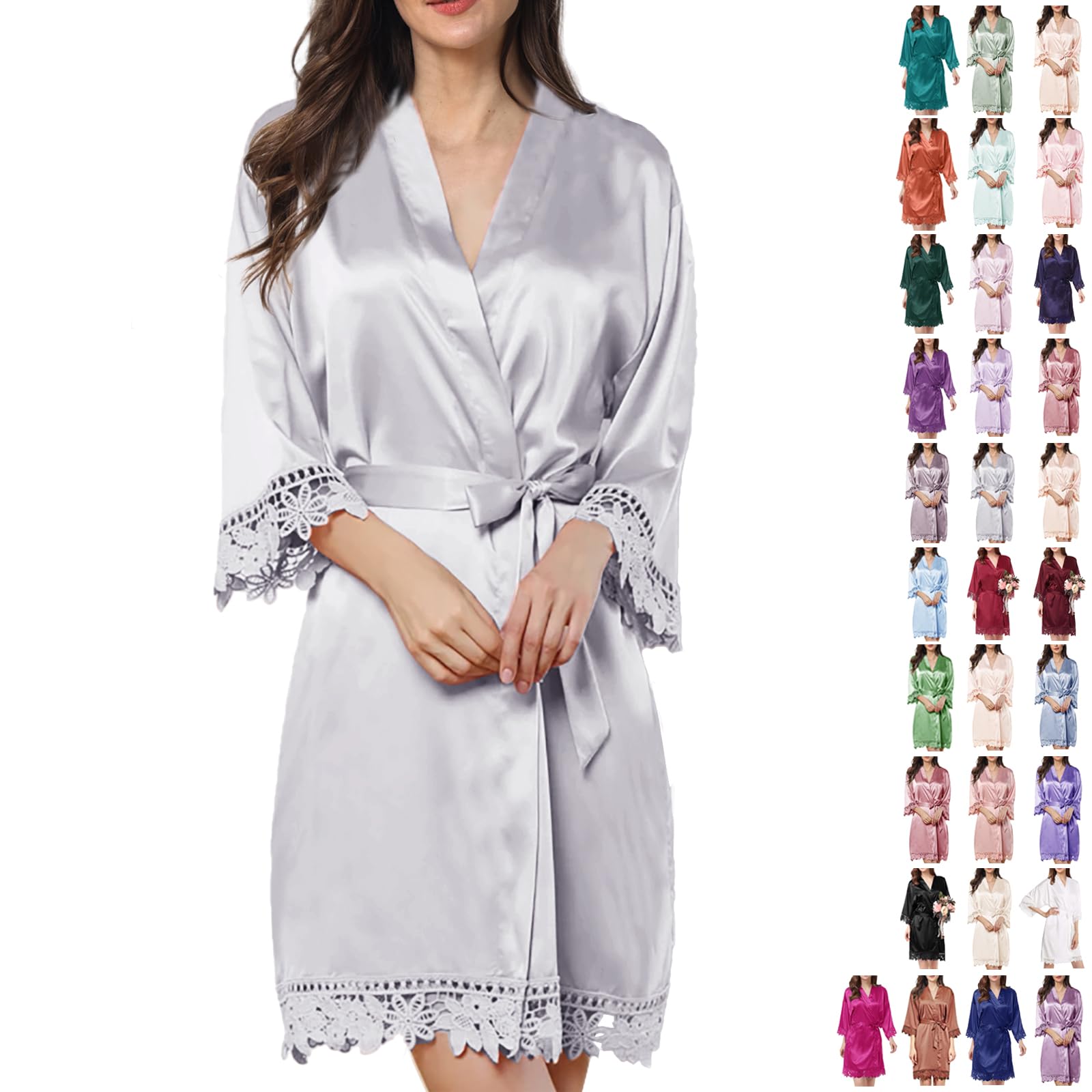 Bata de Seda con Encaje para Novia - Kimono Elegante