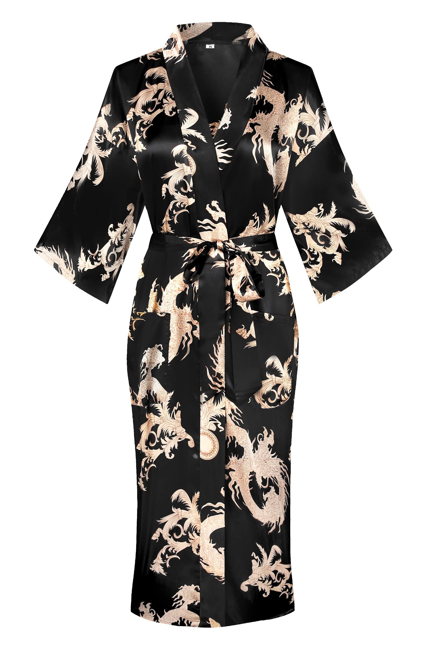 Kimono de Satén Floral Largo - Bata Elegante para Descanso
