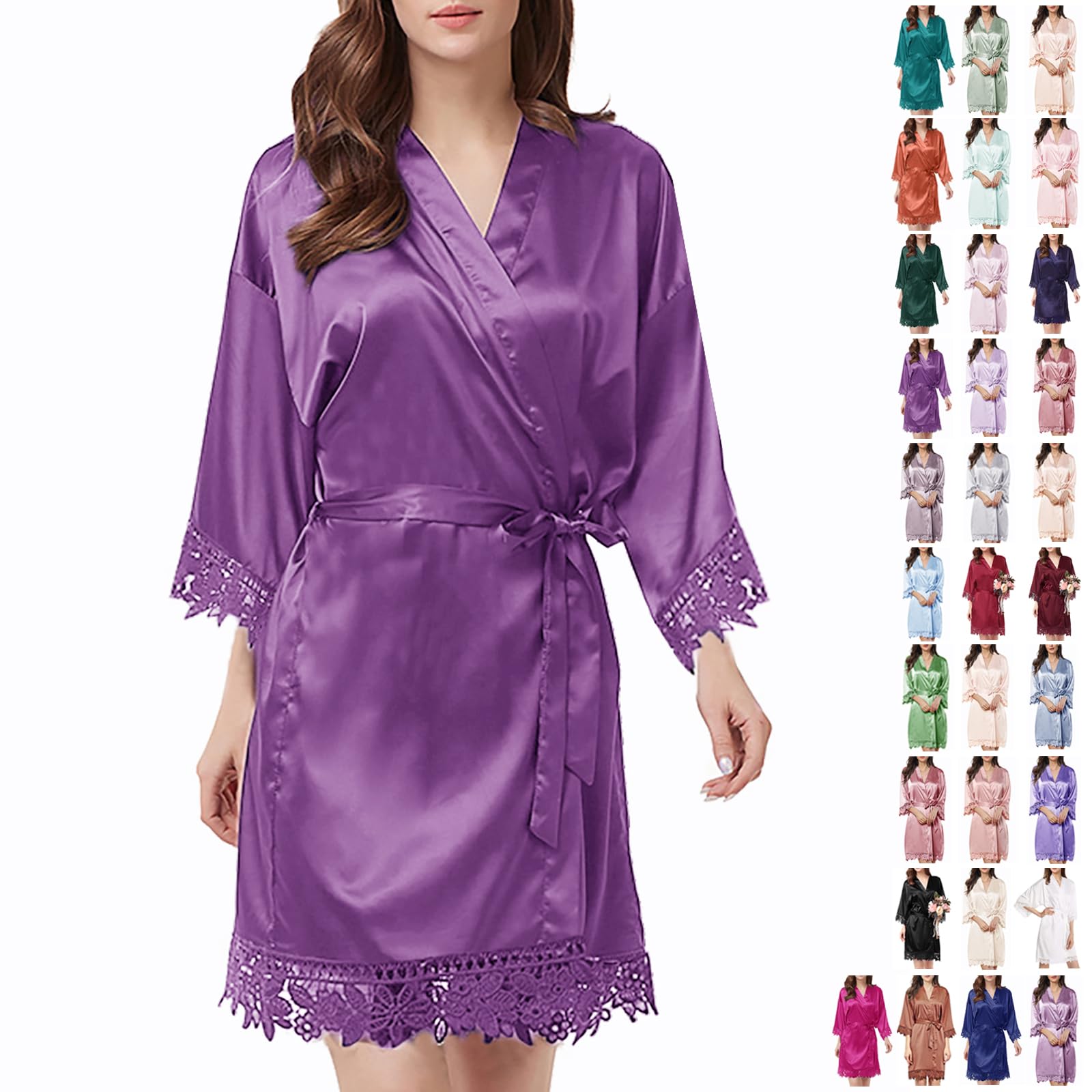 Bata de Seda con Encaje para Novia - Kimono Elegante