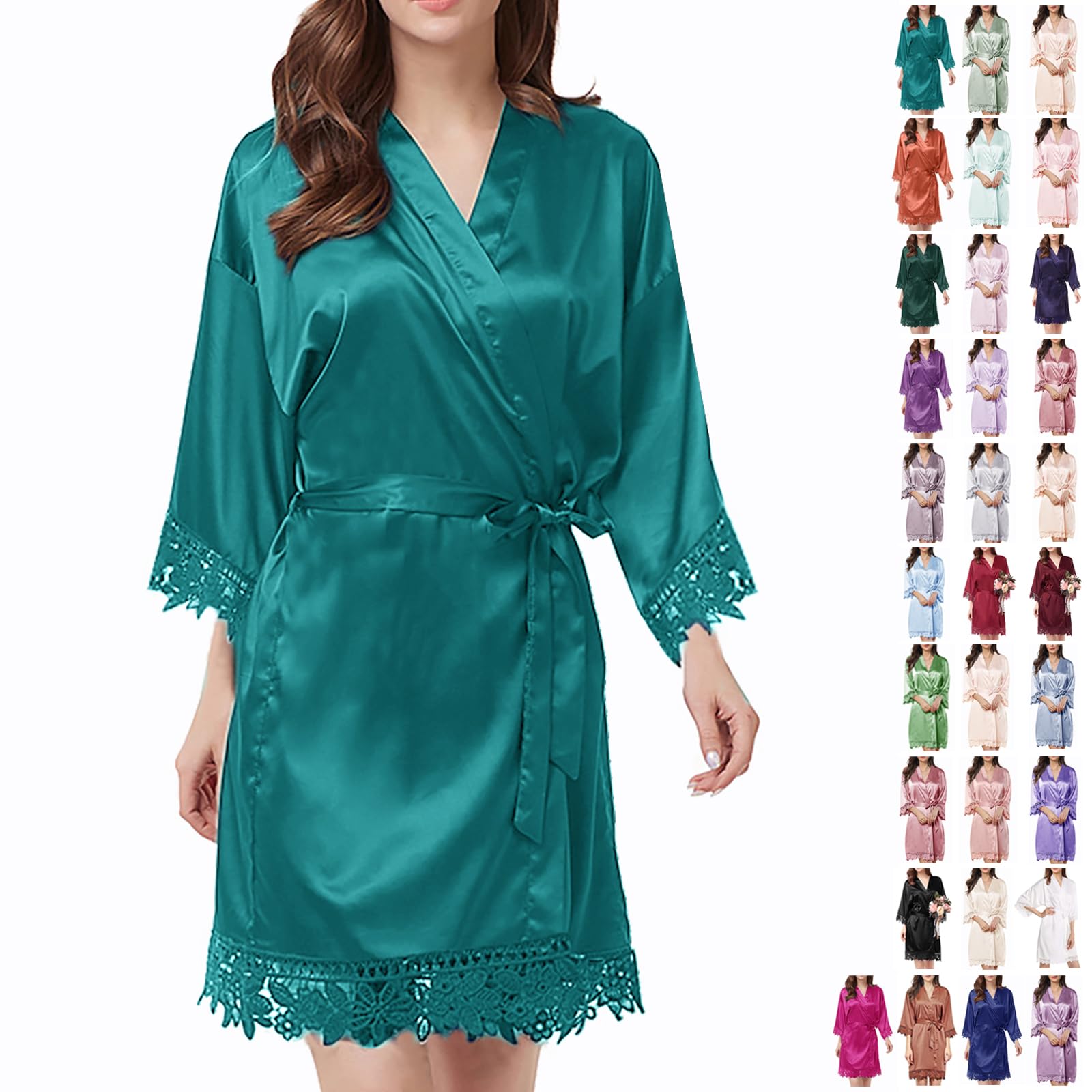 Bata de Seda con Encaje para Novia - Kimono Elegante