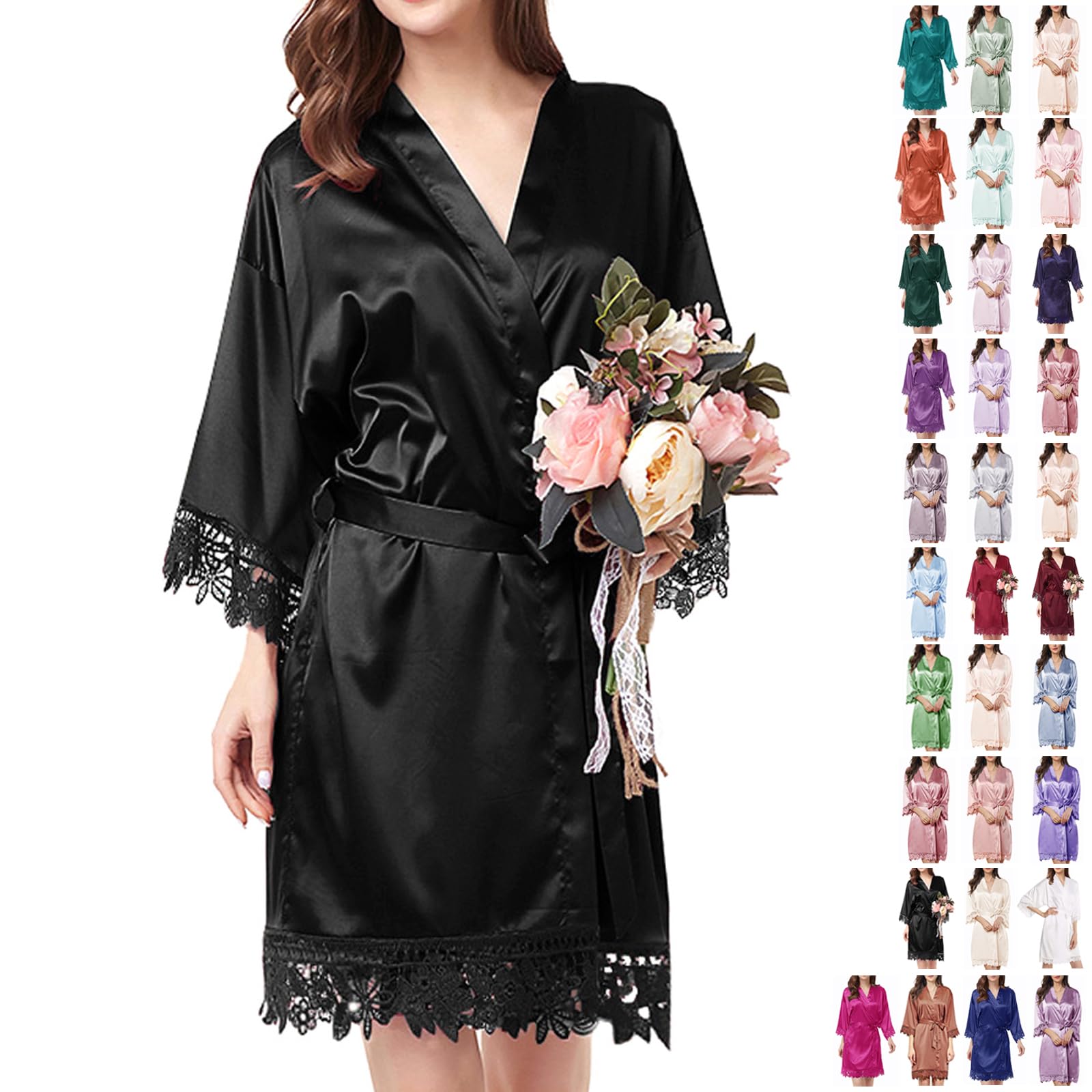 Bata de Seda con Encaje para Novia - Kimono Elegante