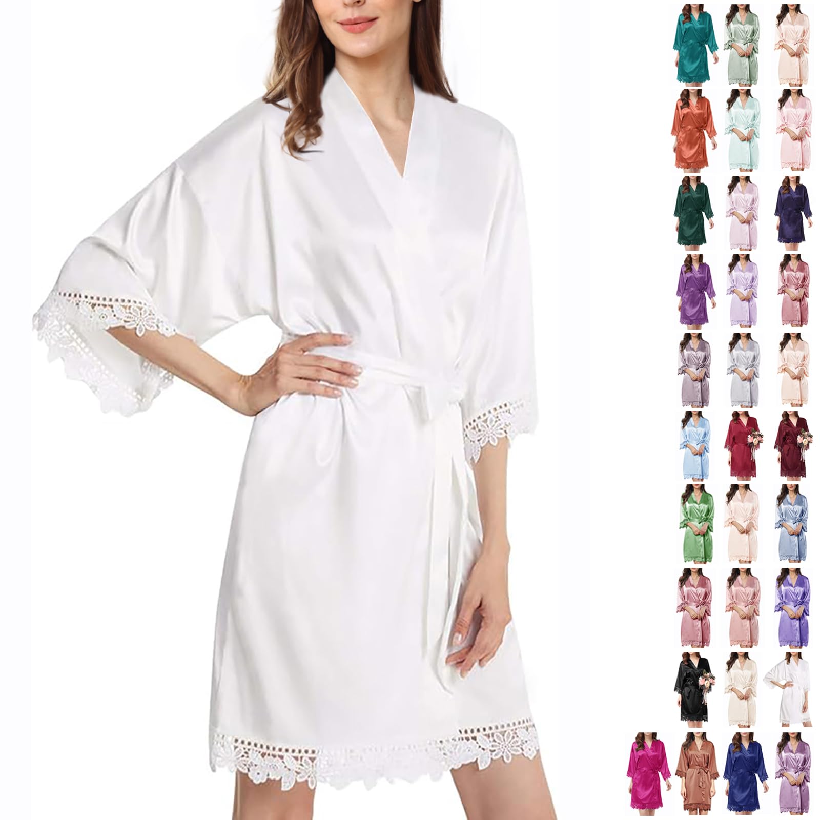 Bata de Seda con Encaje para Novia - Kimono Elegante