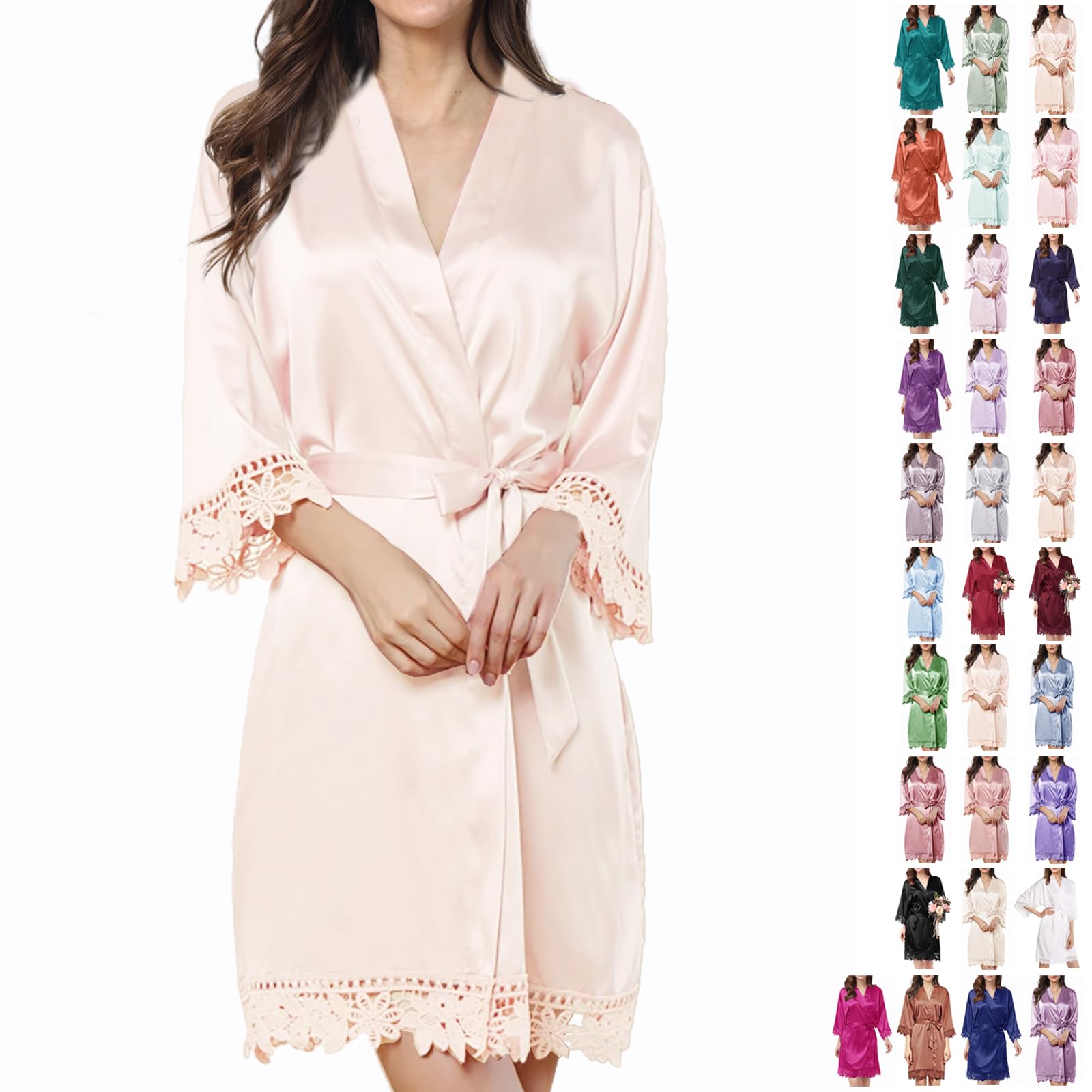 Bata de Seda con Encaje para Novia - Kimono Elegante