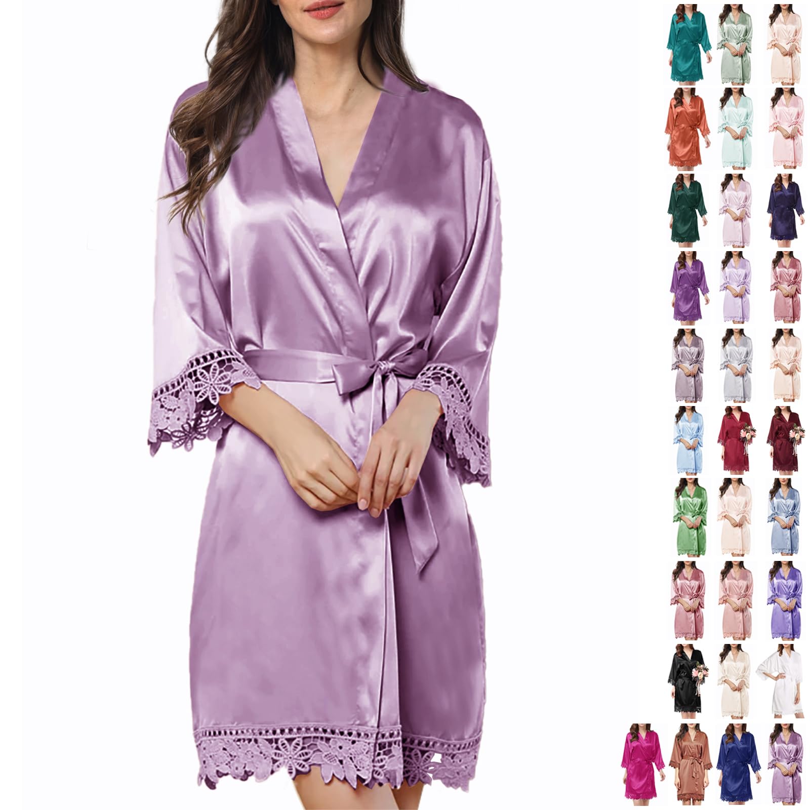 Bata de Seda con Encaje para Novia - Kimono Elegante