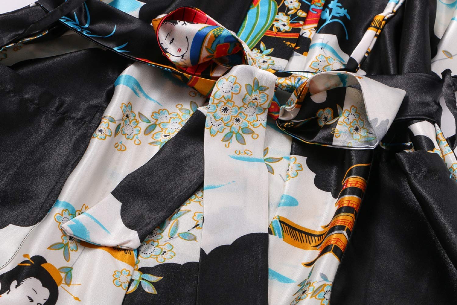 Kimono de Satén Floral Largo - Bata Elegante para Descanso