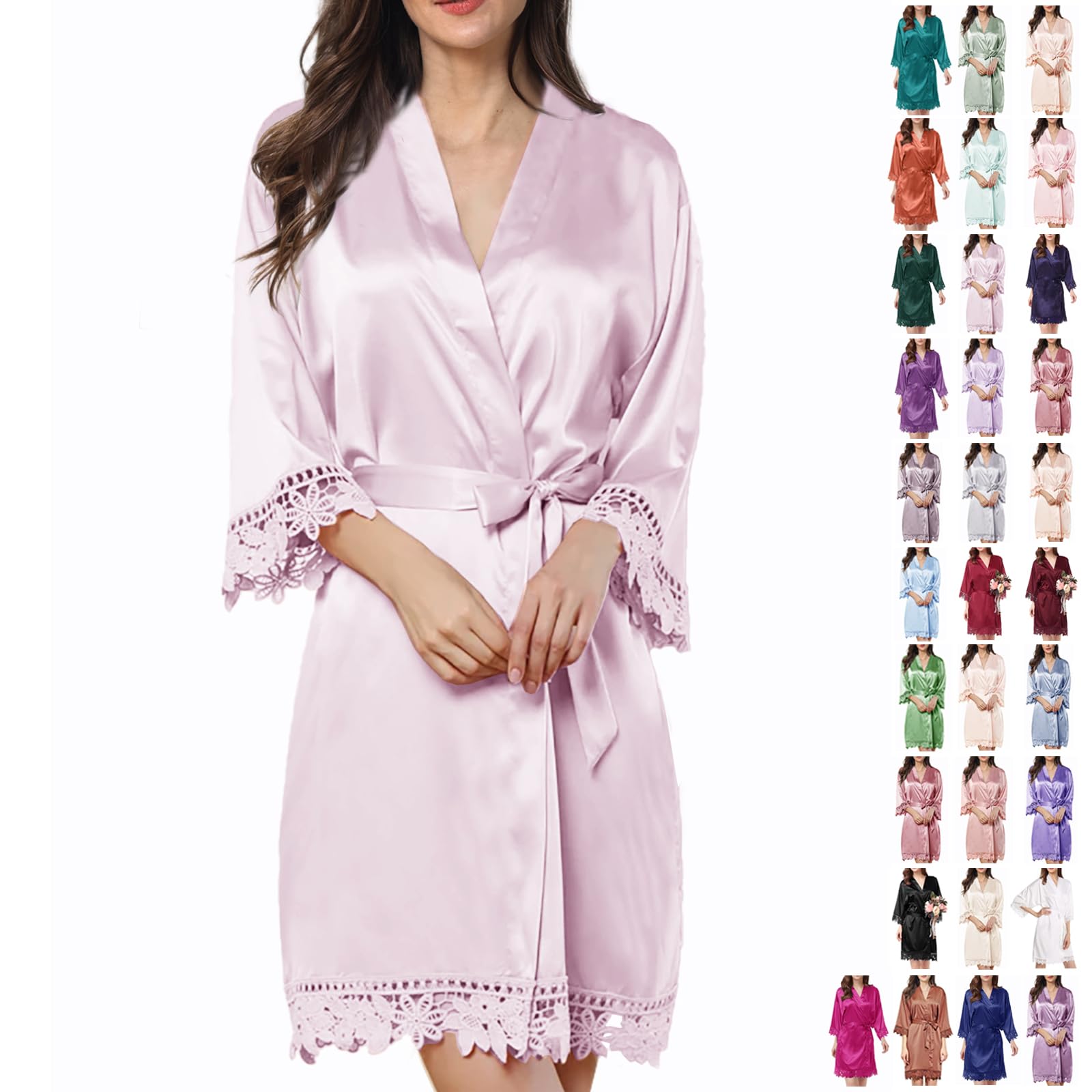 Bata de Seda con Encaje para Novia - Kimono Elegante