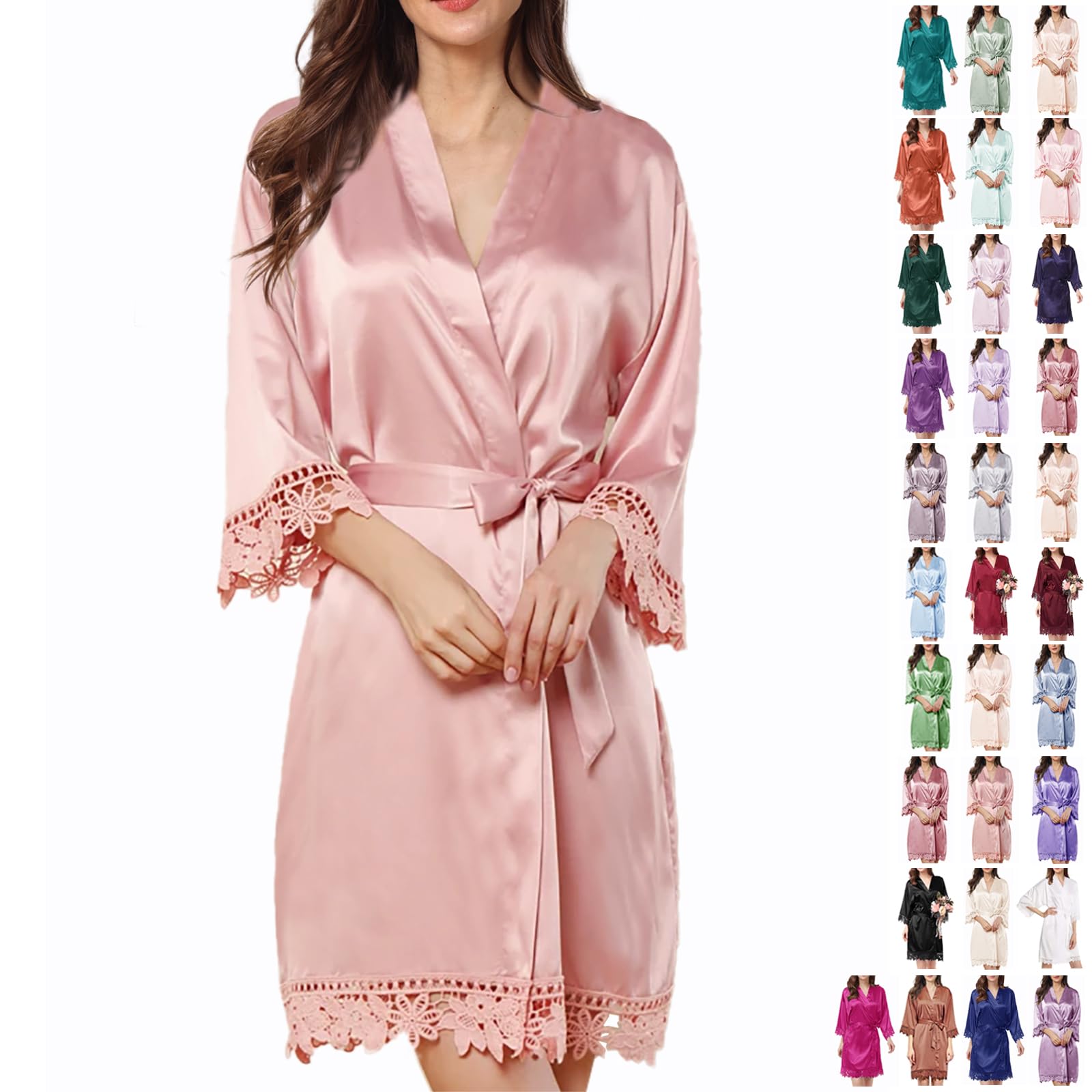 Bata de Seda con Encaje para Novia - Kimono Elegante