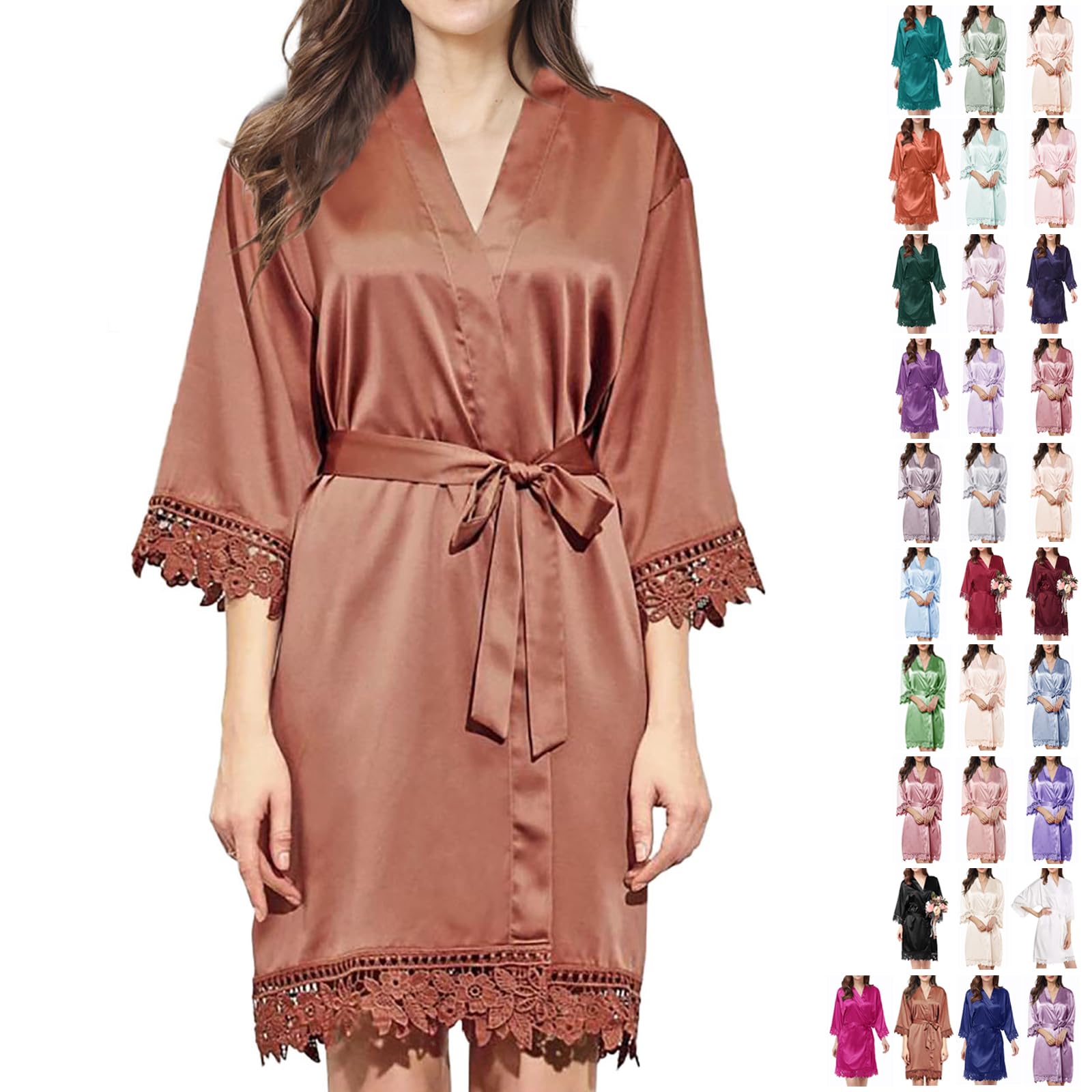 Bata de Seda con Encaje para Novia - Kimono Elegante