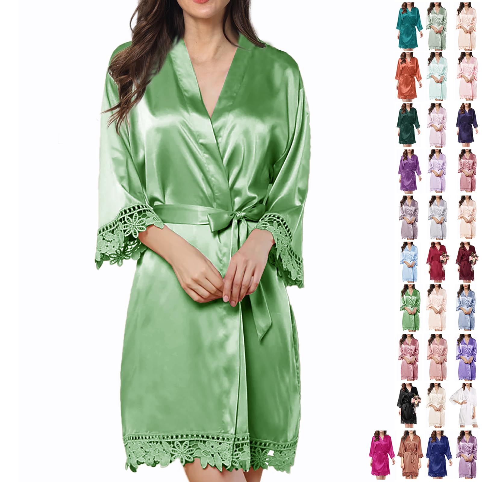 Bata de Seda con Encaje para Novia - Kimono Elegante