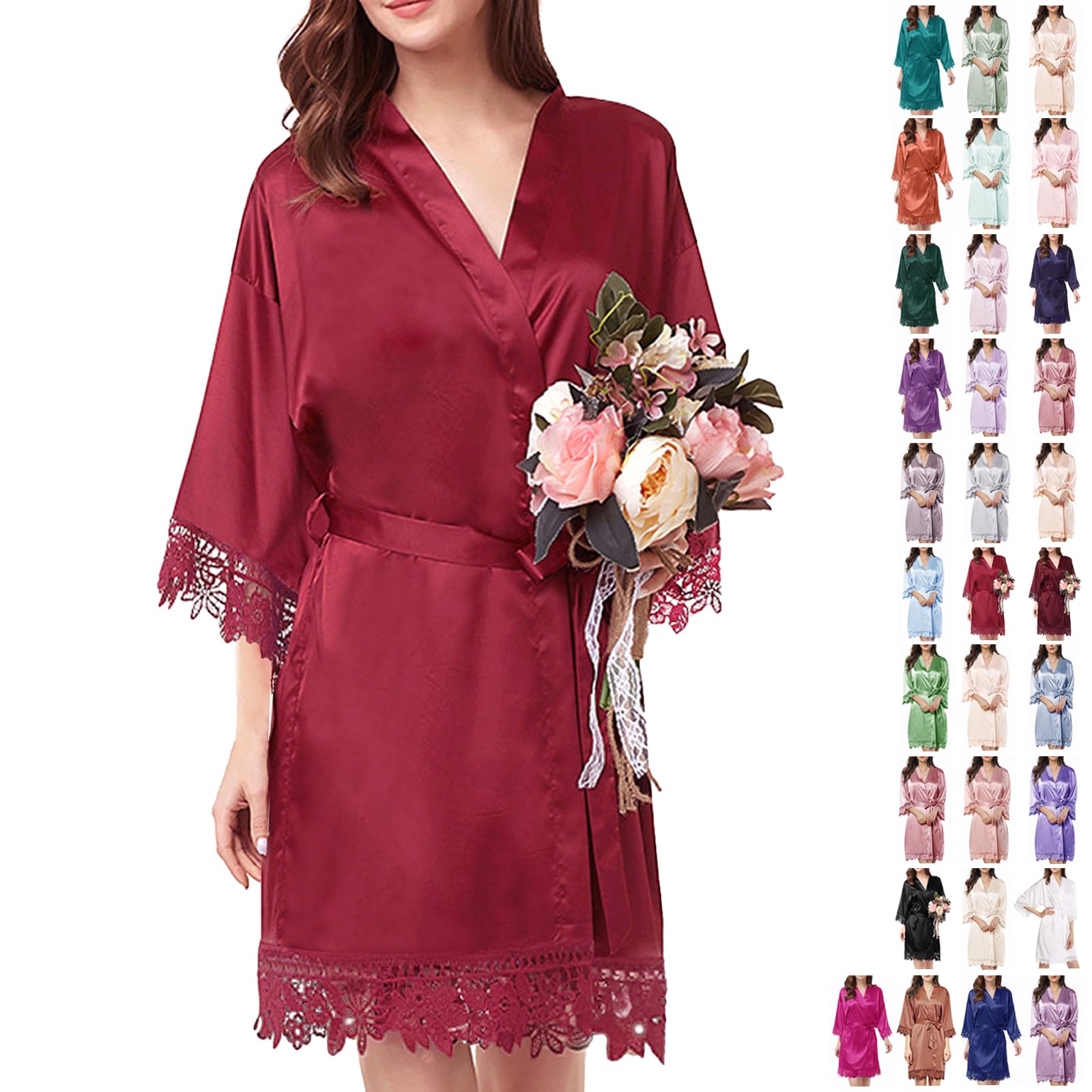 Bata de Seda con Encaje para Novia - Kimono Elegante