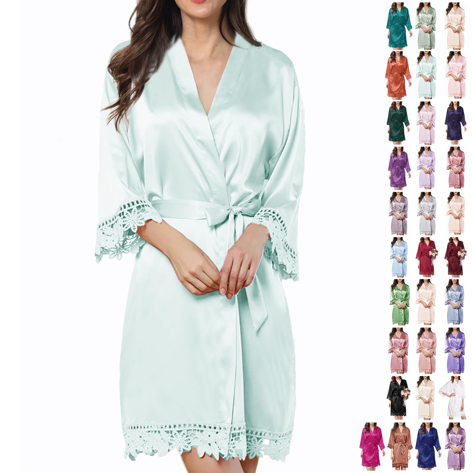 Bata de Seda con Encaje para Novia - Kimono Elegante