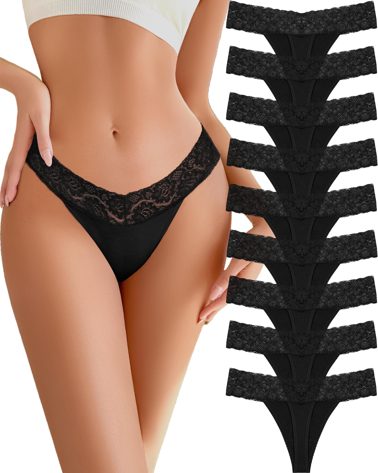 READY TO LOVE Cotton Underwear for Women Lace Sexy Breathable Thongs Low Rise T-Back Soft Stretchy Ladies Panties