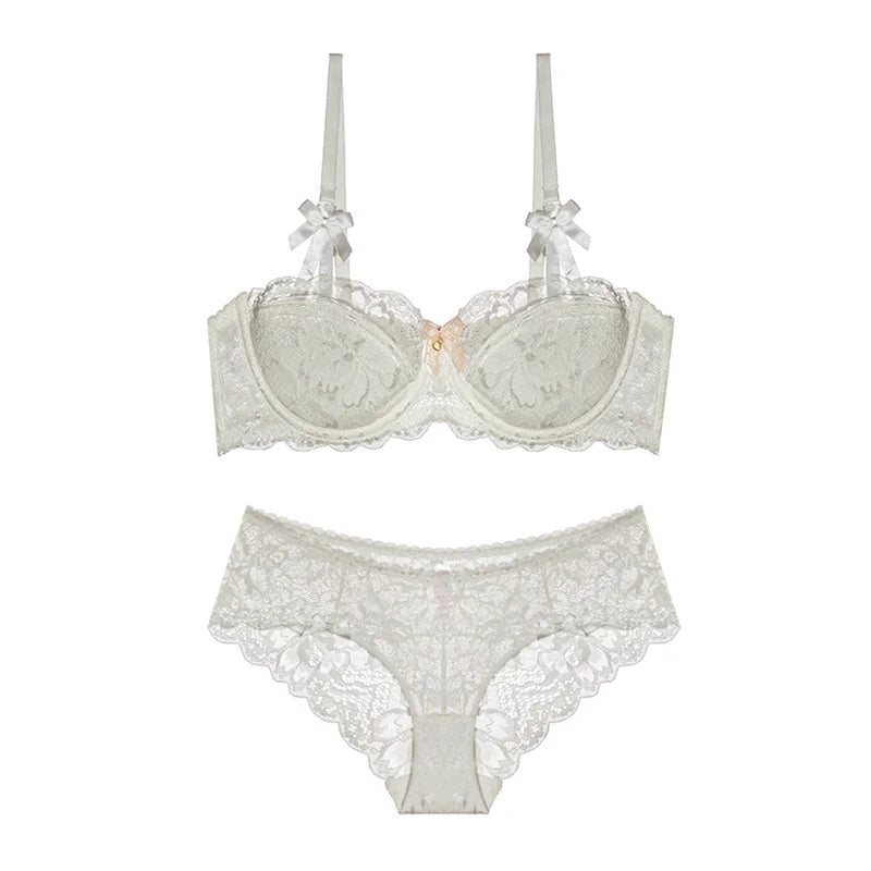 Conjunto de Lencería Estilo Victoriano con Encaje Francés - Bralette Push Up