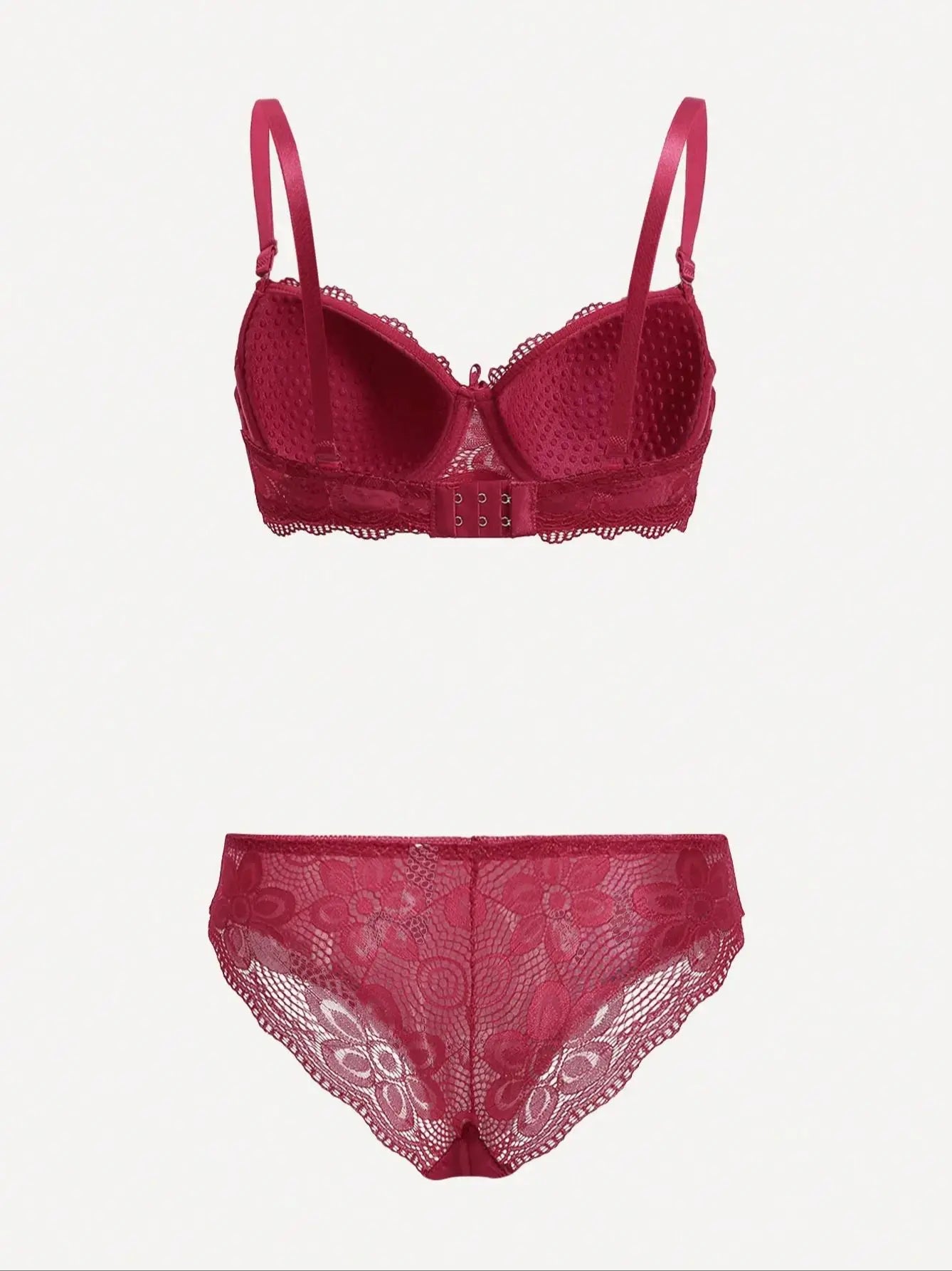 Conjunto de Lencería Viomisha - Bra Push Up Transparente con Encaje Floral
