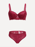 Conjunto de Lencería Viomisha - Bra Push Up Transparente con Encaje Floral