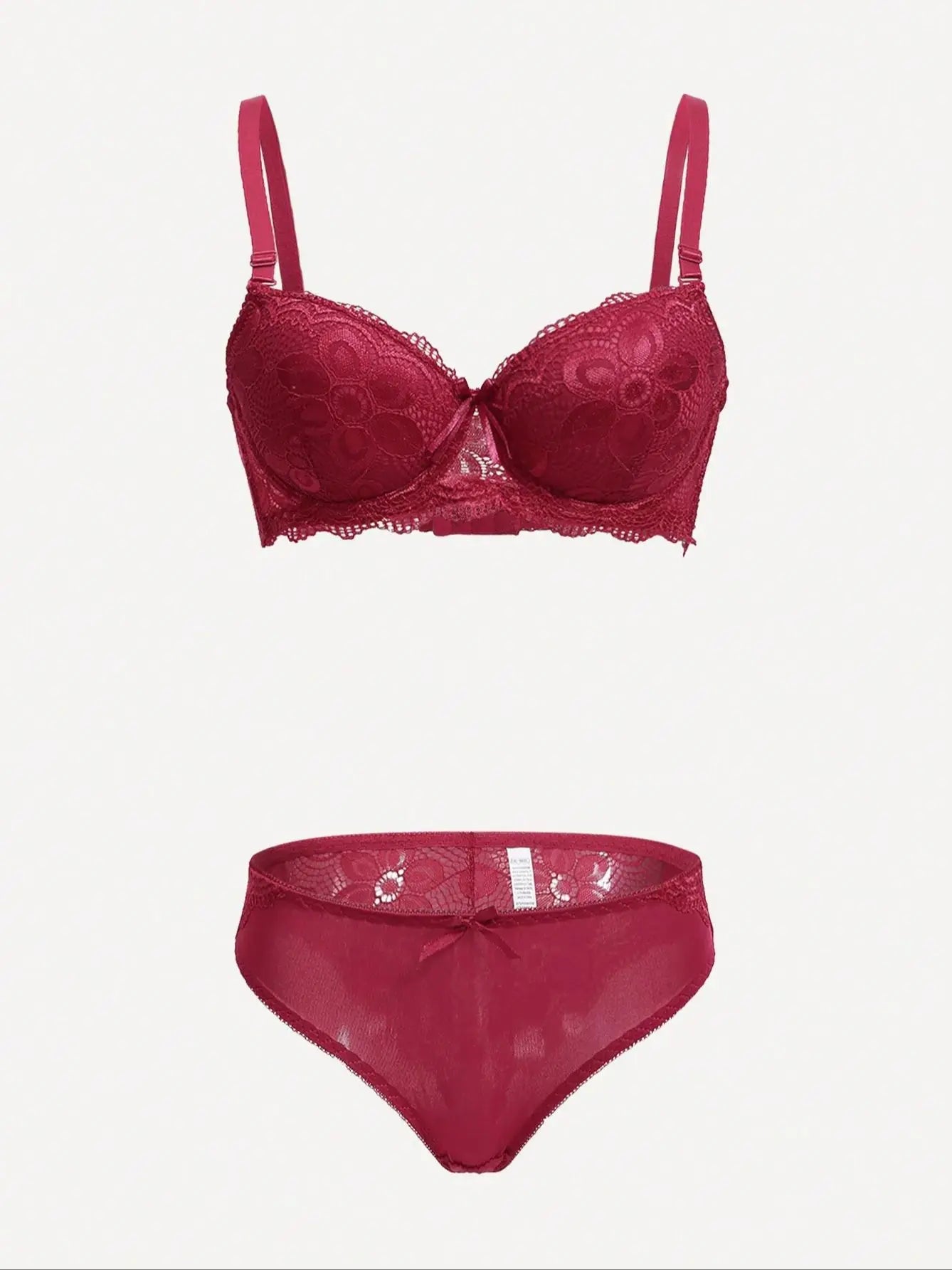 Conjunto de Lencería Viomisha - Bra Push Up Transparente con Encaje Floral
