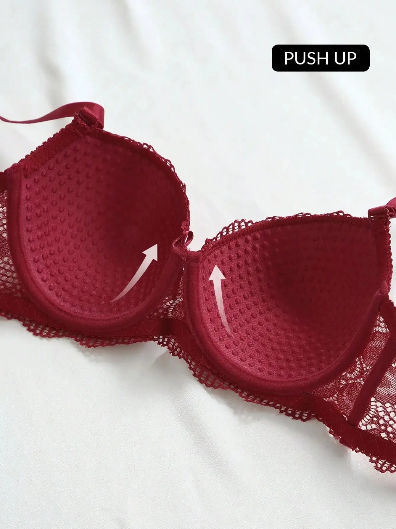 Conjunto de Lencería Viomisha - Bra Push Up Transparente con Encaje Floral